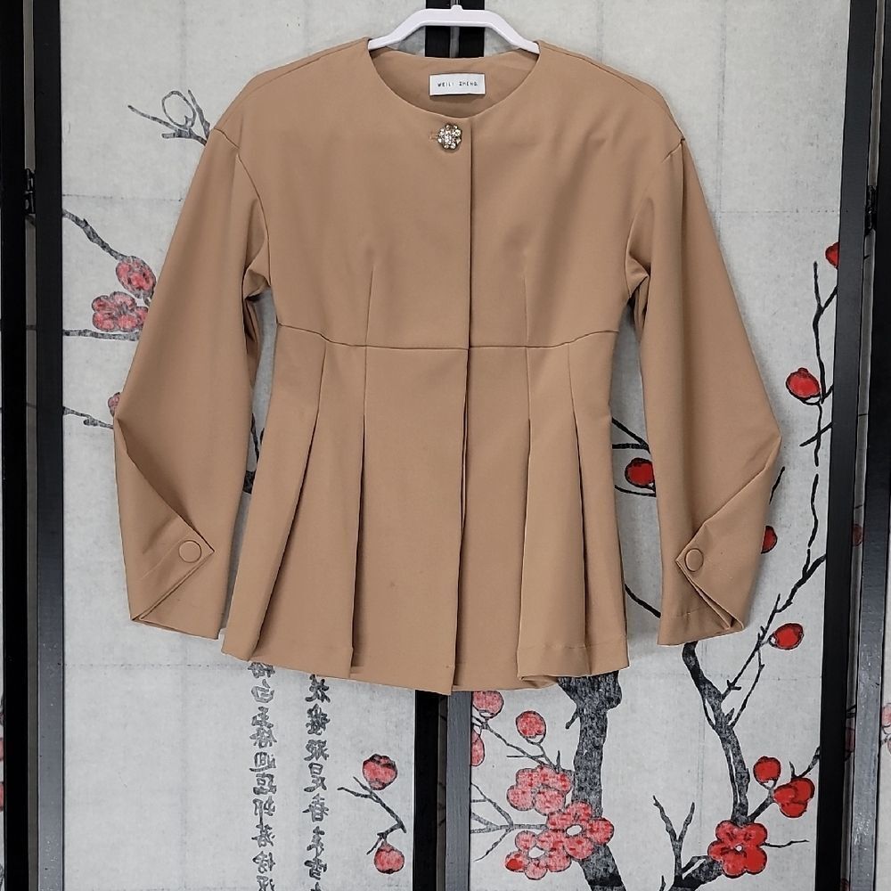 Weili Zheng Tan Statement Blazer Size Small